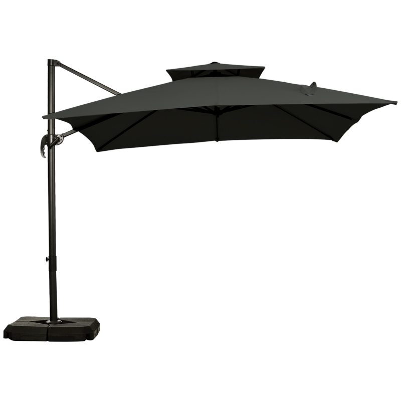 Best Cantilever Parasol 360 Degree Rotation Angle Adjustment Outdoor Market Garden Umbrella - Dark Grey - Image 14