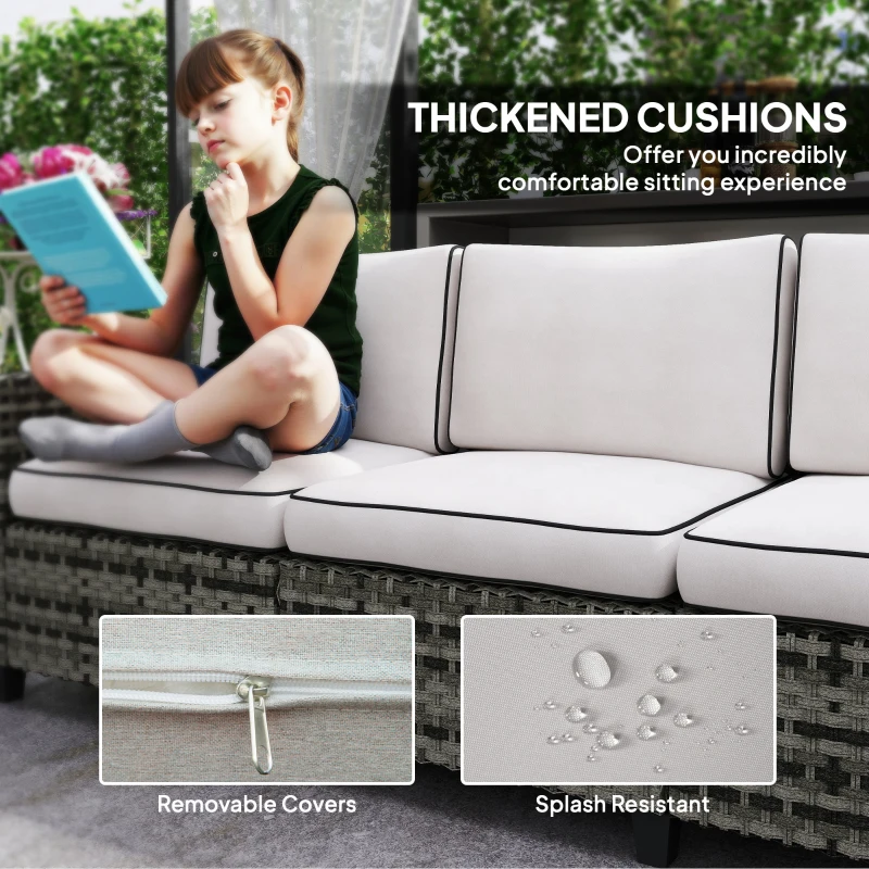 Best Six-Piece Modular Rattan Sofa Set - Light Grey - Image 7