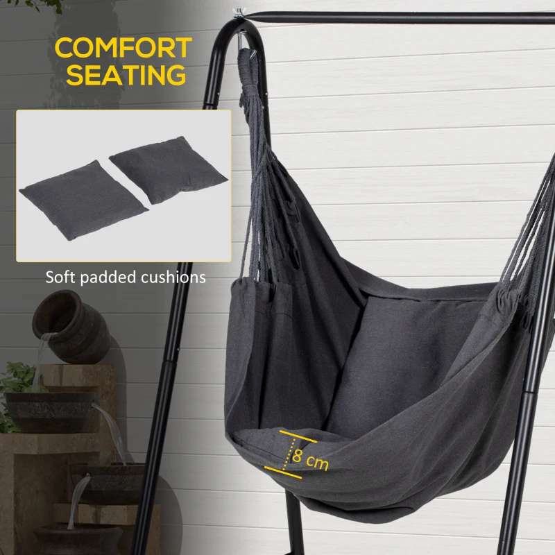 Best Hammock Chair with Stand, Hammock Swing Chair with Cushion, Dark Grey - Image 5