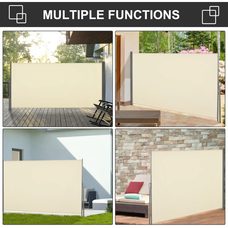 Best Retractable Sun Side Awning Screen Fence Patio Garden Wall Balcony Screening Panel Outdoor Blind Privacy Divider (3x1.6M, Cream White) - Image 6