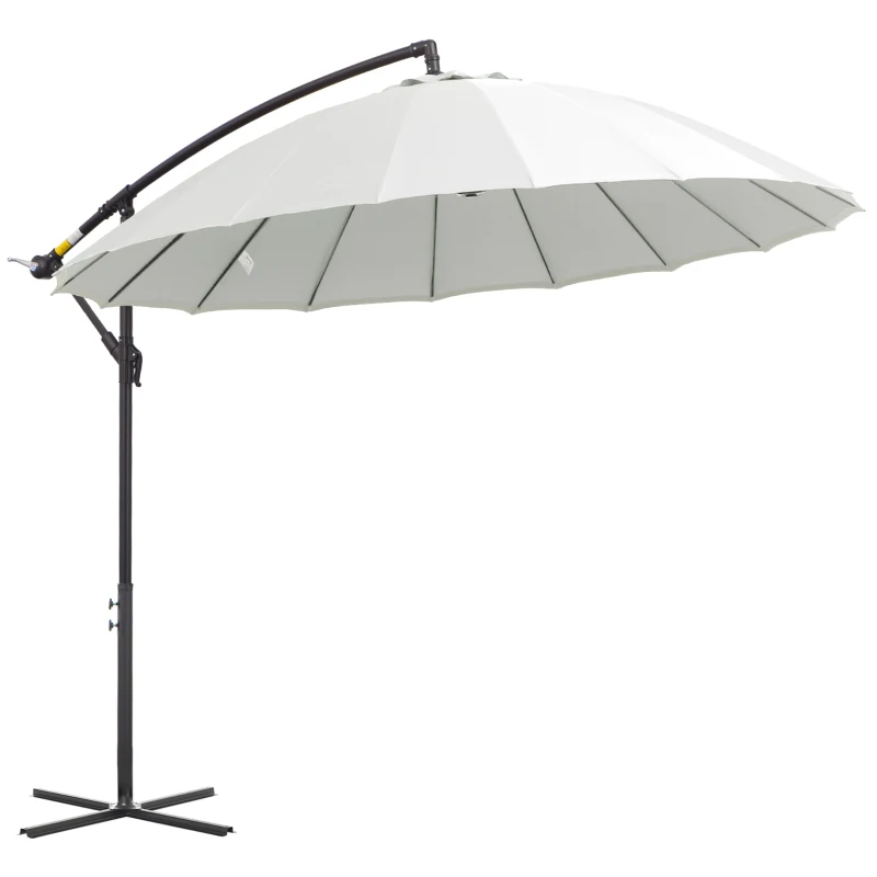 Best 3(m) Cantilever Umbrella 18 Ribs & Vents Adjustable Angle for Patio Cream White