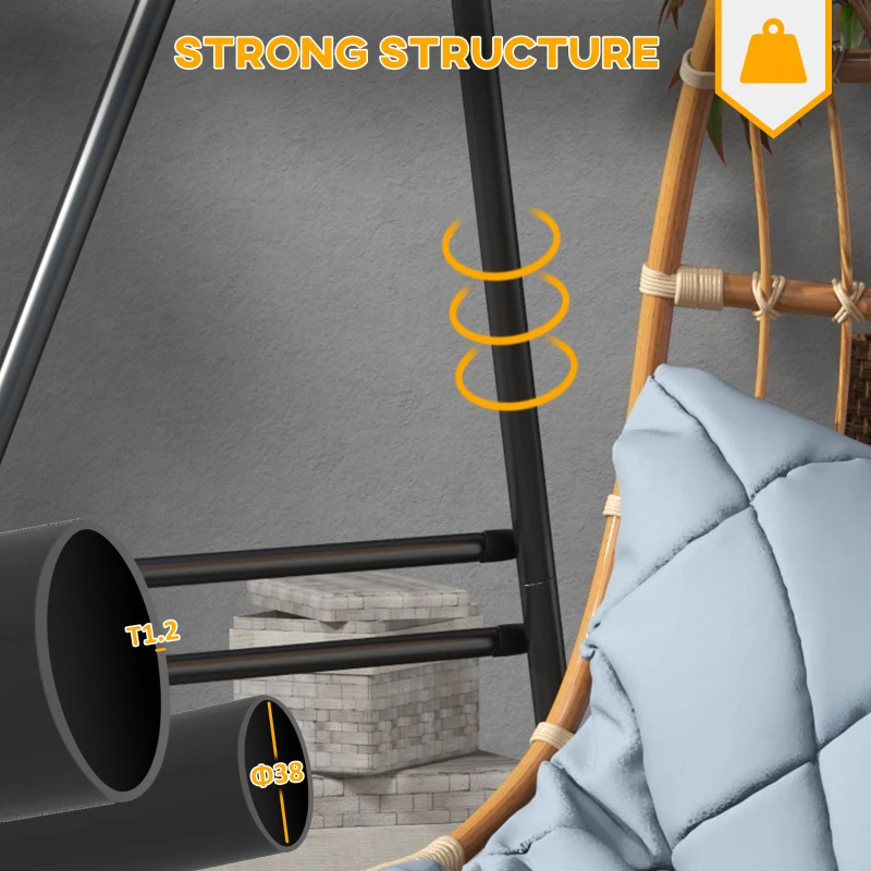 Best Hammock Chair Stand, Hanging Heavy Duty Metal Frame Hammock Stand for Hanging Hammock Air Porch Swing Chair, Egg Chair, Black - Image 4