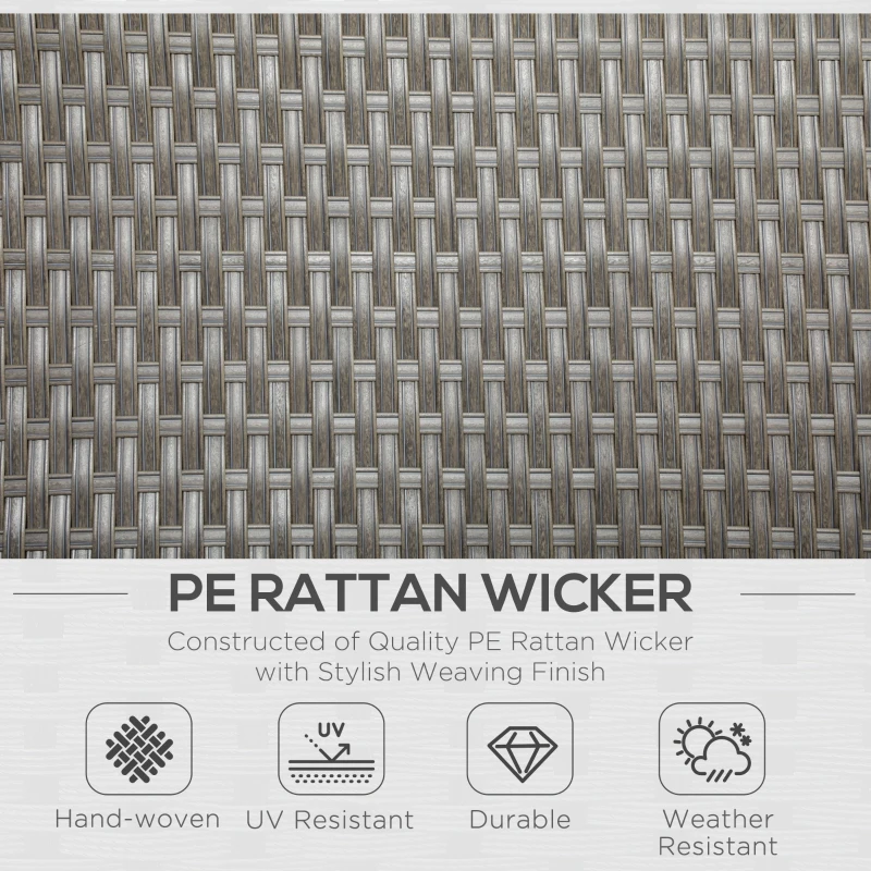 Best 4 Piece Rattan Garden Furniture Set Outdoor Sofa Sectional Set with Glass Top Table for Poolside, Grey - Image 4