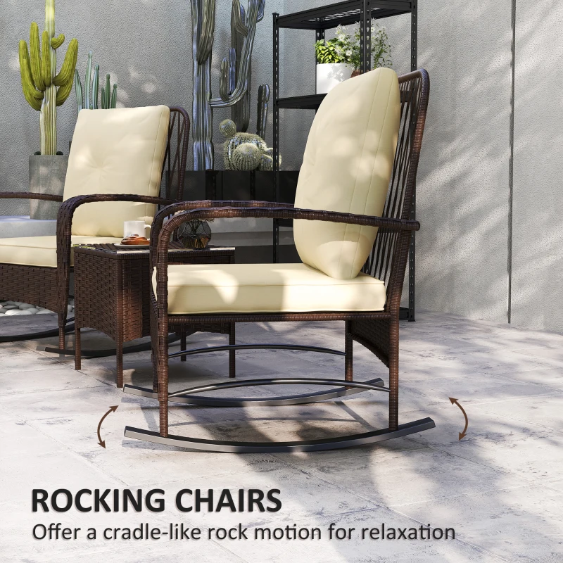 Best Three-Piece Rocking Chair Rattan Bistro Set - Brown - Image 4