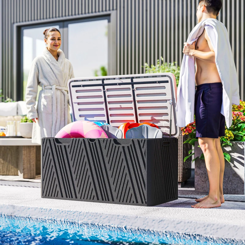 Best 380L Waterproof Outdoor Storage Box, with Lockable Lid - Black - Image 8