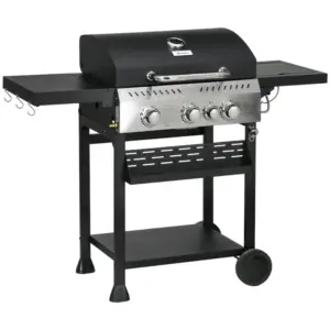 Best Four-Burner Steel Gas Grill, with Thermometer - Black