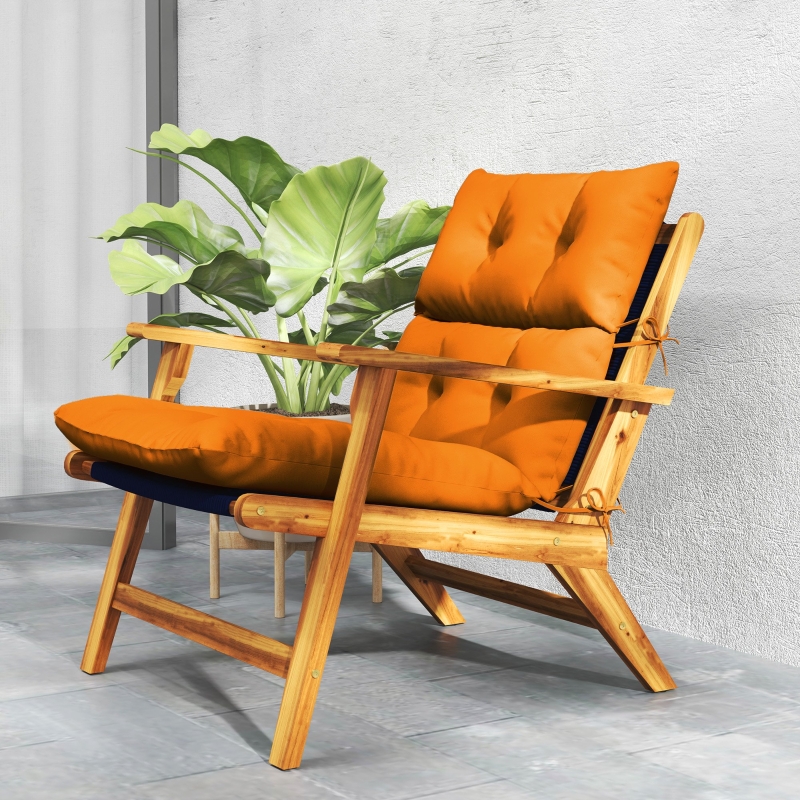 Best 115 x 56cm Rocking Chair Padded Seat Cushion - Orange - Image 9