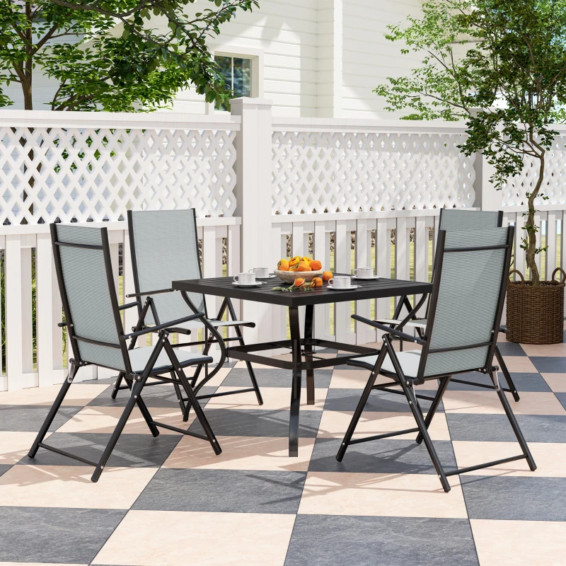 Best Five-Piece Steel Frame Patio Set - Grey/Black - Image 2