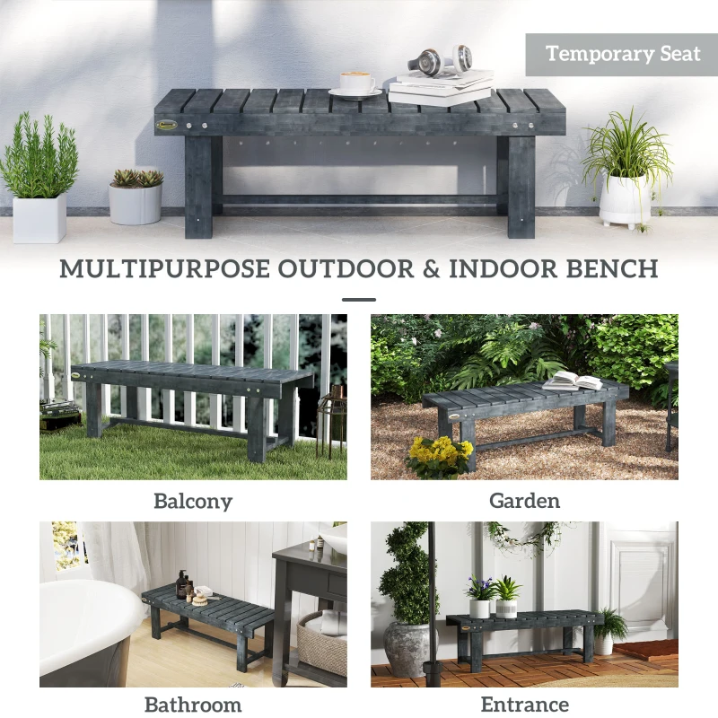 Best 2-Seater Garden Wooden Bench, Grey - Image 7
