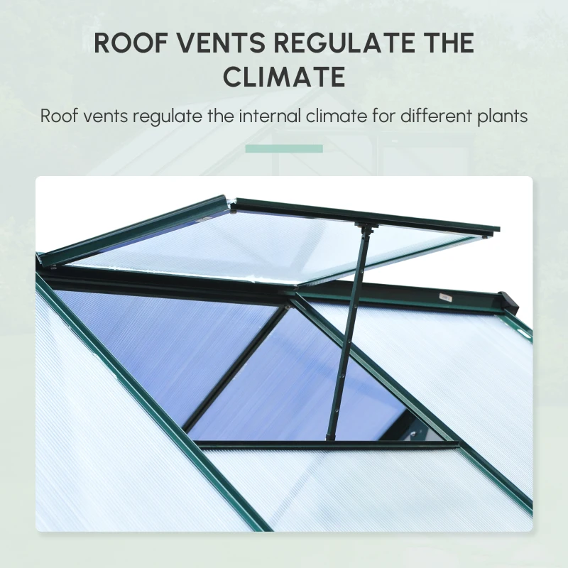 Best 6 x 6ft Polycarbonate Greenhouse, Large Walk-In Green House with Slide Door and Window, Garden Plants Grow House with Aluminium Frame and Foundation, Dark Green - Image 8