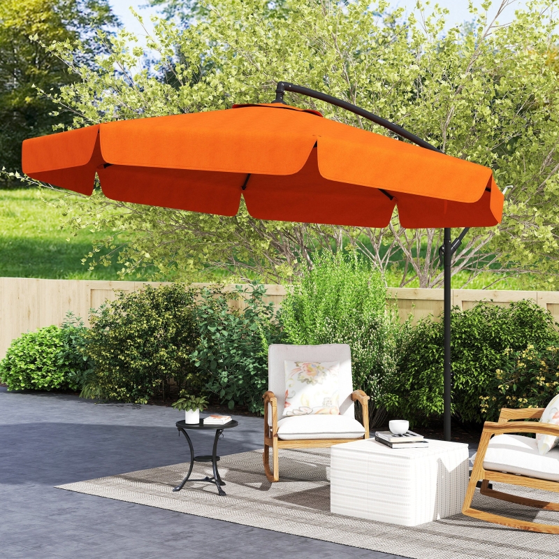 Best 2.7m Garden Cantilever Banana Parasol - Orange - Image 9
