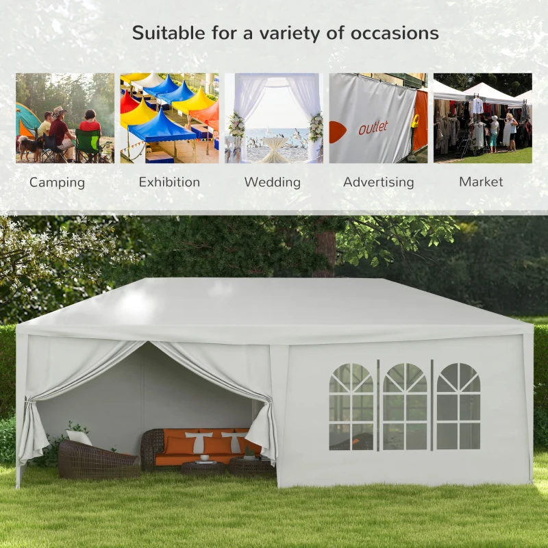 Best 6 x 3 m Party Tent Wedding Gazebo Outdoor Waterproof PE Canopy Shade with 6 Removable Side Walls - Image 7