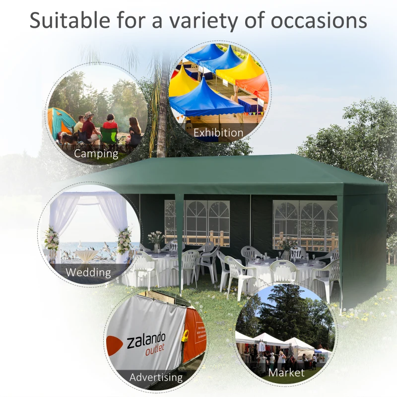 Best 6x3 m Party Tent Gazebo Marquee Outdoor Patio Canopy Shelter with Windows and Side Panels, Green - Image 7