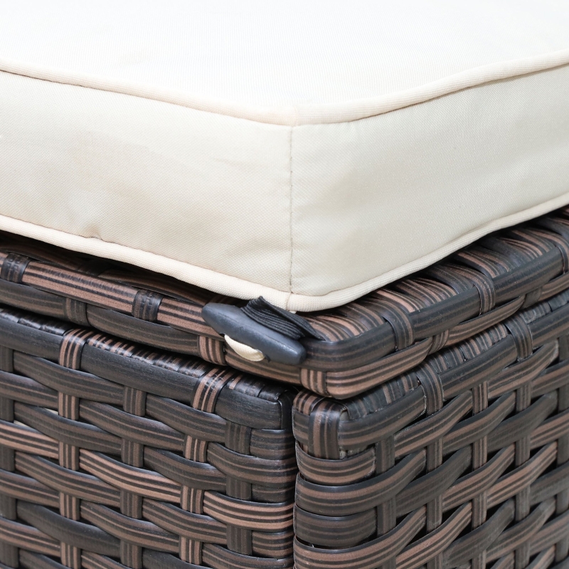 Best 3 Pieces Outdoor PE Rattan Corner Sofa Set with Thick Cushions, Patio Rattan Garden Furniture with Glass Top Coffee Table and Footstool, Brown - Image 9