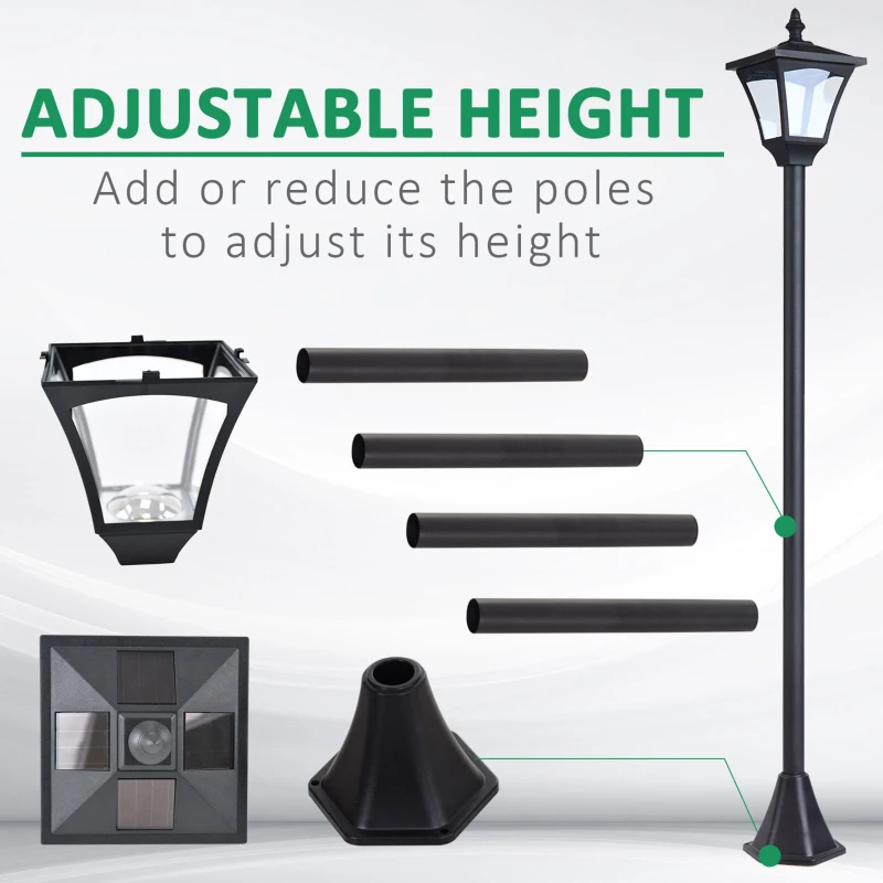 Best Outdoor Garden Solar Post Lamp Photosensitive LED Lantern Bollard Pathway 1.2M Tall Black - Image 4