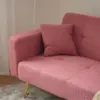 Convertible Sofa Bed with Adjustable Backrest, Gold Legs, Side Pockets, Sherpa Fabric Sleeper Sofa for Bedroom, 176L x 64W x 75H cm, Pink - Image 8
