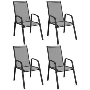 Best Set of Four Stackable Mesh Seat Chairs - Black