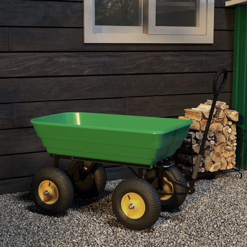 Best 75 Litre Large Garden Cart, Tipping Wheelbarrows Heavy Duty Garden Dump Trolley 200kg Capacity for Festivals, Tools, Plants, Logs - Green - Image 11