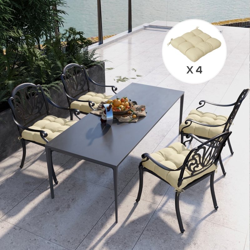 Best 4-Piece Seat Cushion Pillows Replacement, Patio Chair Cushions Set with Ties for Indoor Outdoor, Beige - Image 10