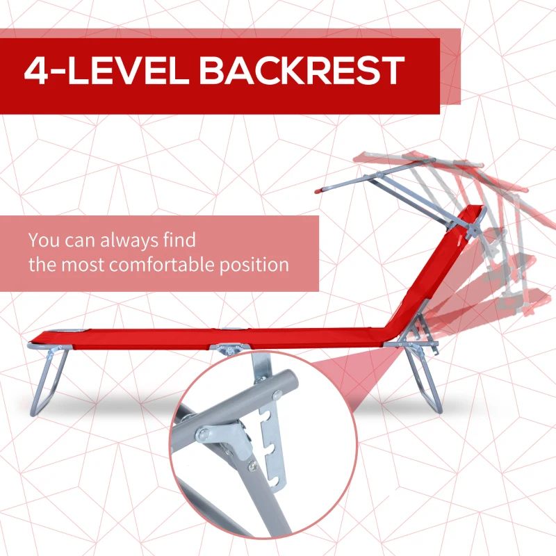 Best 2 Piece Folding Sun Lounger, Lounge Chairs Reclining Sleeping Bed with Adjustable Sun Shade Awning for Beach, Patio - Image 4