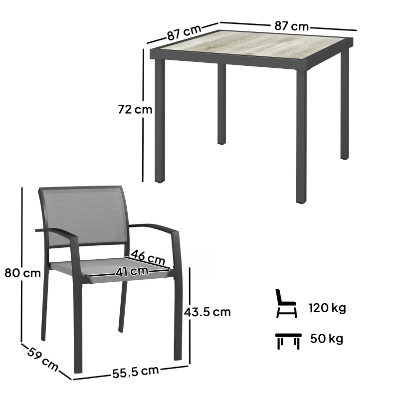 Best Five-Piece Outdoor Garden Dining Set - Grey - Image 3