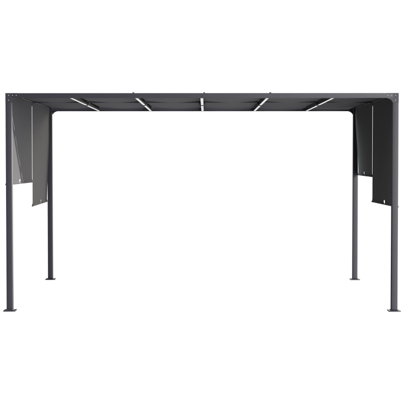 Best 3(m) x 4m Metal Pergola with LED Lights, Outdoor Garden Pergola with Sliding Roof, Solar Powered, for BBQ, Lawn, Dark Grey - Image 10