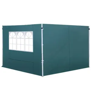 Best 3 Meters Gazebo Replaceable Exchangeable Side Panel Wall Panels Walls With Window, Dark Green