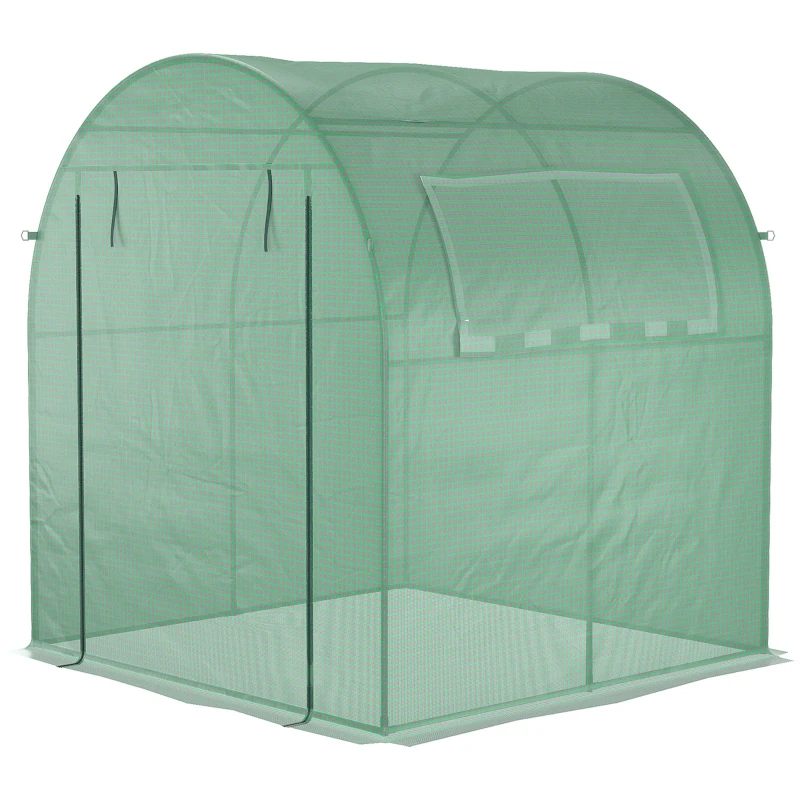 Best Walk in Polytunnel Greenhouse, Green House for Garden with Roll-up Window and Door, 1.8 x 1.8 x 2 m, Green - Image 8