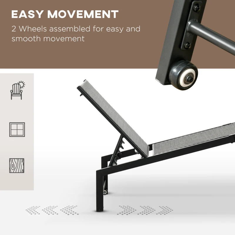 Best Rattan Sun Lounger, with Five-Position Back - Brown/Black - Image 6