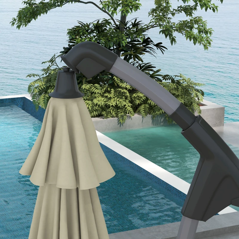Best 2.7m Cantilever Parasol, with Cross Base - Beige - Image 7