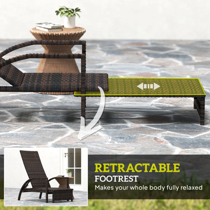 Best PE Rattan Sun Lounger with Adjustable Backrest - Mixed-brown - Image 5