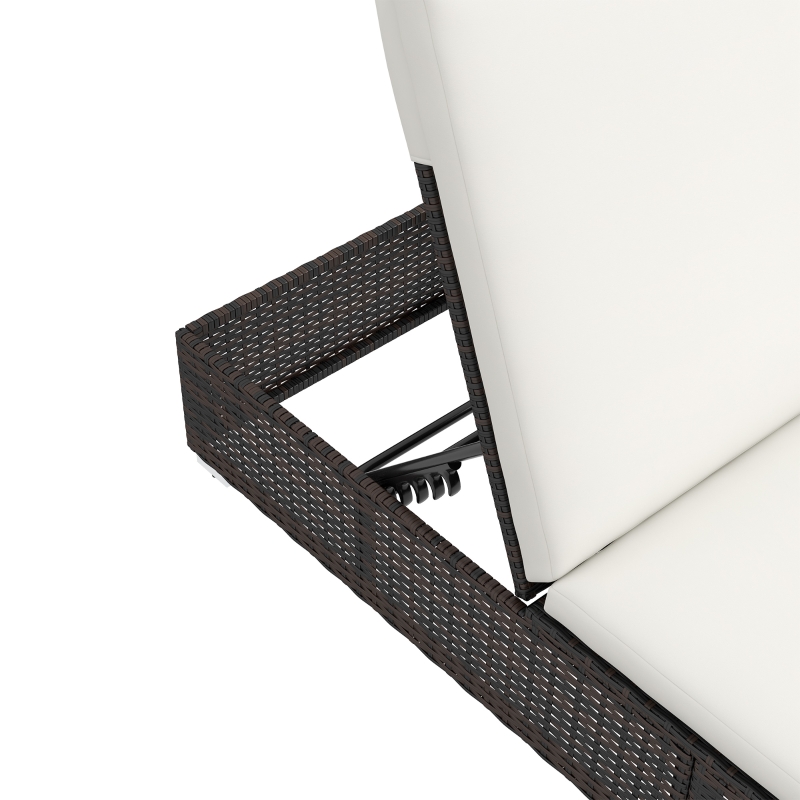 Best Set of Two Rattan Sun Loungers, with Reclining Backs - Brown/Cream - Image 9