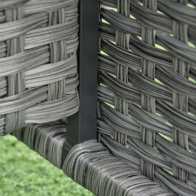 Best 6 Pieces Rattan Garden Furniture Set, 6 Seater Garden Sofa Set with Glass Top Dining Table, Loveseat, 2 Armchairs and Ottomans, Wicker Outdoor Conservatory Furniture for Patio, Grey - Image 9