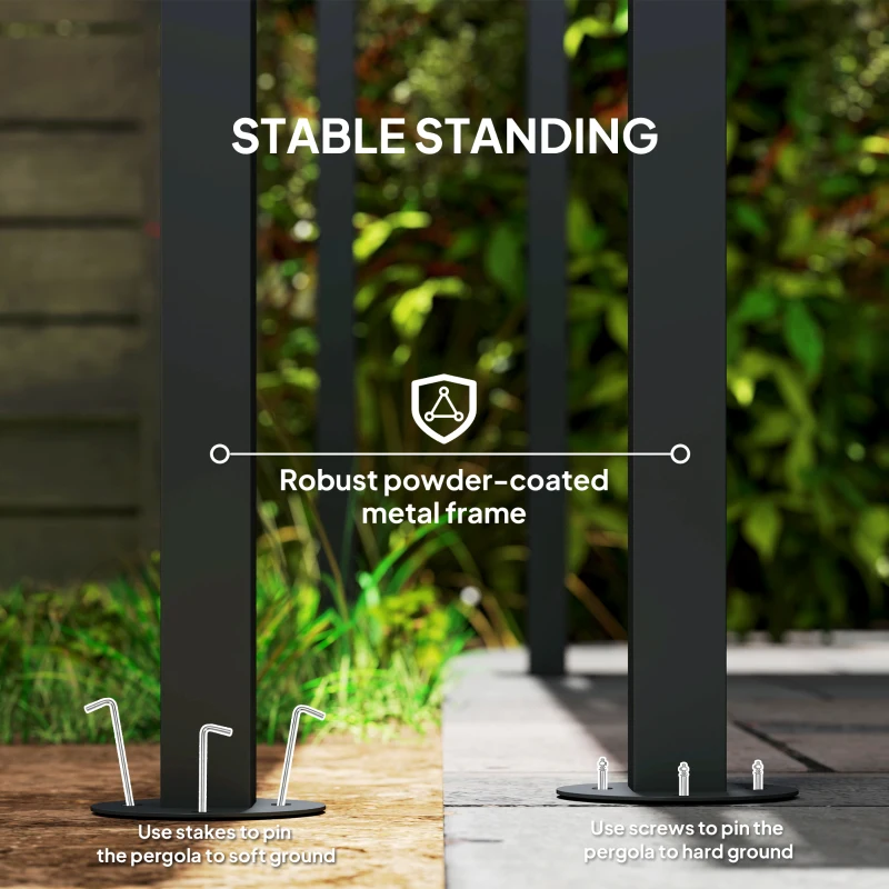 Best 2.4 x 2.4 m Wall Mounted Pergola Gazebo with PA Coating Fabric and Metal Frame, UPF30+, Lean to Garden Gazebo, Wind Resistant Outdoor Sun Shade Shelter for Garden, Deck, Cream White - Image 5