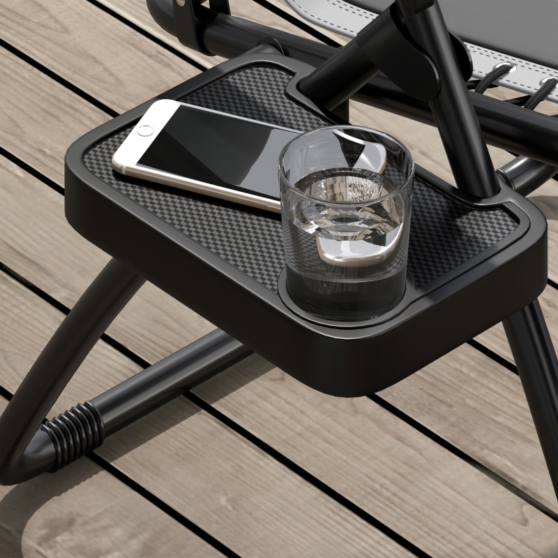 Best Zero Gravity Lounger Chair Set of 2, Folding Reclining Patio Chair with Padded Seat, Cup Holder, Soft Cushion and Headrest for Poolside, Camping, Grey - Image 9