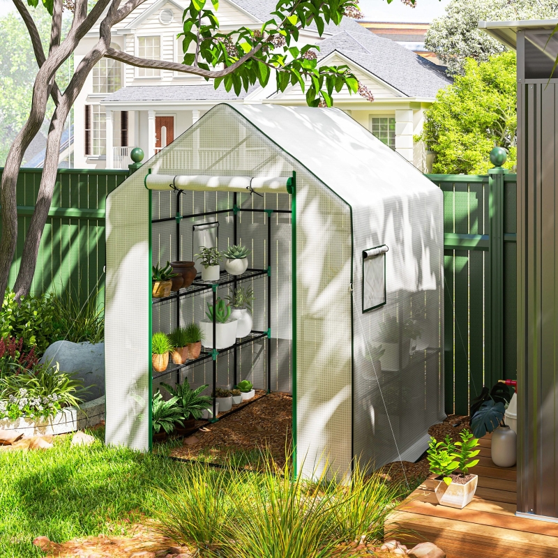Best 143 x 140cm Walk-In Greenhouse, with Accessories - White - Image 10