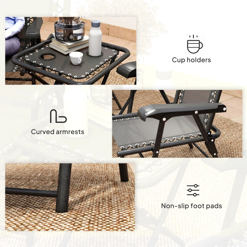 Best Three-Piece Garden Table and Chair Set - Black - Image 7