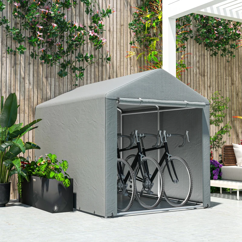 Best 1.6 x 2.2m Garden Storage Shed Tent, with Accessories - Light Grey - Image 7