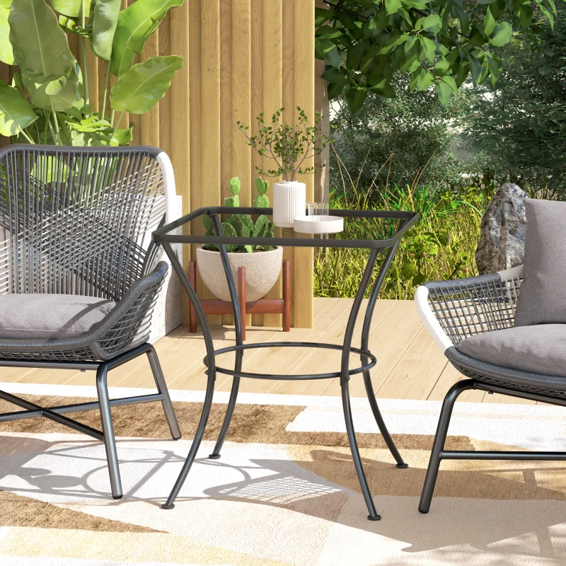 Best 60cm Square Garden Table, Outdoor Metal Bistro Side Desk with Mesh Top, Black - Image 2