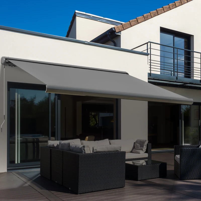 Best 3 x 2.5m Electric Awning with Remote Controller, Aluminium Frame DIY Retractable Awning, UV50+ Sun Shade Canopy for Garden Patio Deck Door Window, Grey - Image 2