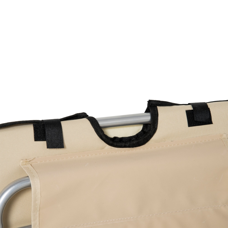 Best Set of 2 Foldable Garden Beach Chair Mat Lightweight Outdoor Sun Lounger Seats Adjustable Back Metal Frame PE Fabric Head Pillow w/ Carry Bag, Beige - Image 9