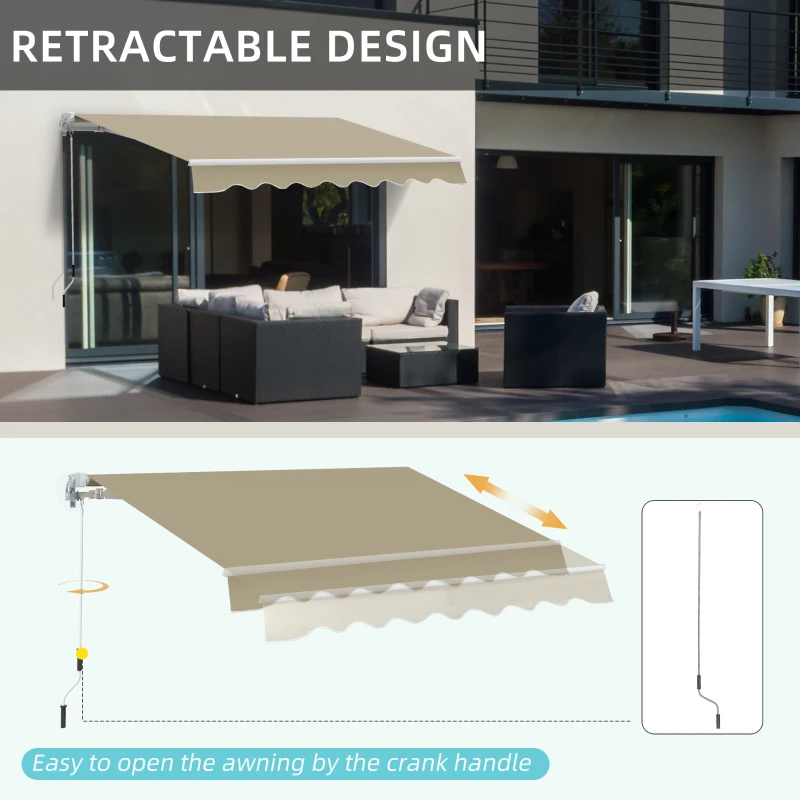 Best 2.5x2 m Manual Retractable Awning-Beige Canopy/White Frame - Image 7