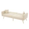 Sherpa Convertible Sofa Bed with 2 Side Pockets, Adjustable Backrest, Gold Legs, Elegant Loveseat for Bedroom, 176L x 64W x 75H cm, Beige - Image 14