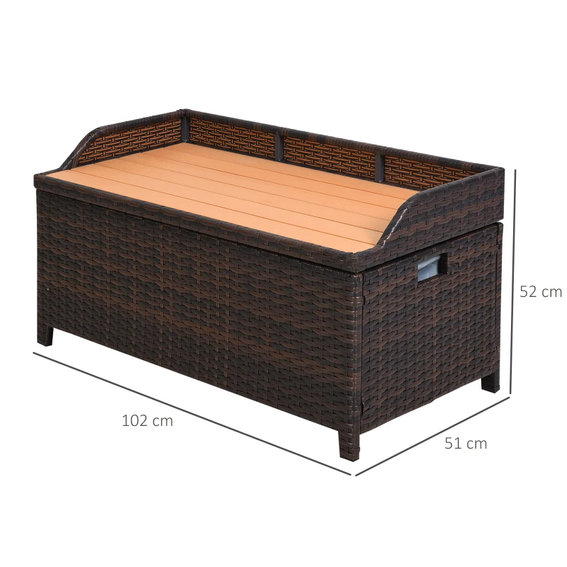 Best 130 L Rattan Garden Storage Box, with Seat - Mixed Brown - Image 3