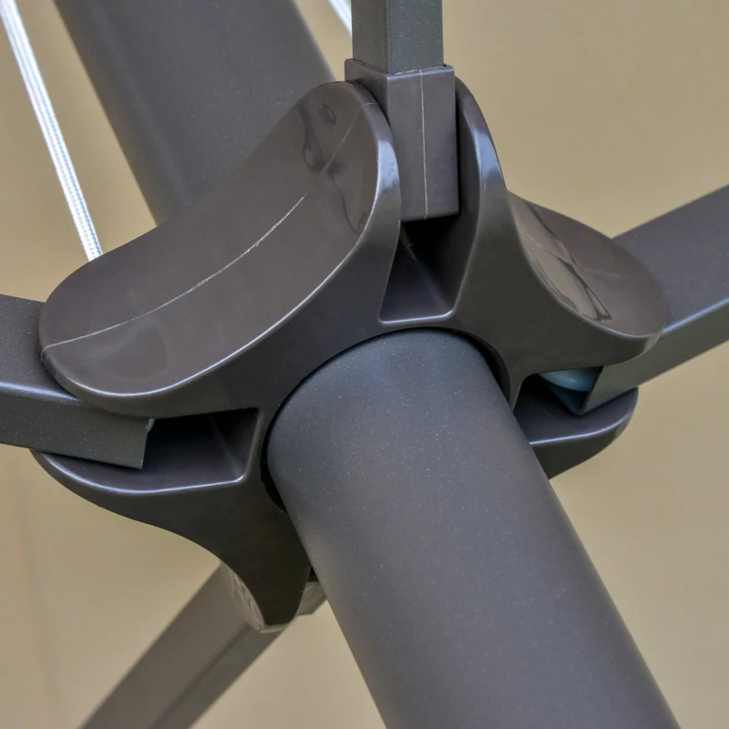 Best 4.6M Sun Umbrella Canopy Double-sided Crank Sun Shade w/ Cross Base Khaki - Image 8