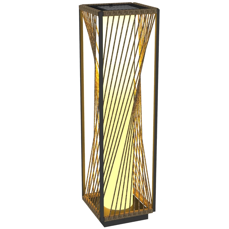 Best Garden Rattan Lamp, 77 cm Tall Solar Rattan Floor Lamp, Solar Garden Light with Auto On/Off LED Lights, IP44 Waterproof for Outdoor, Porch, Pathway, Deck, Grey
