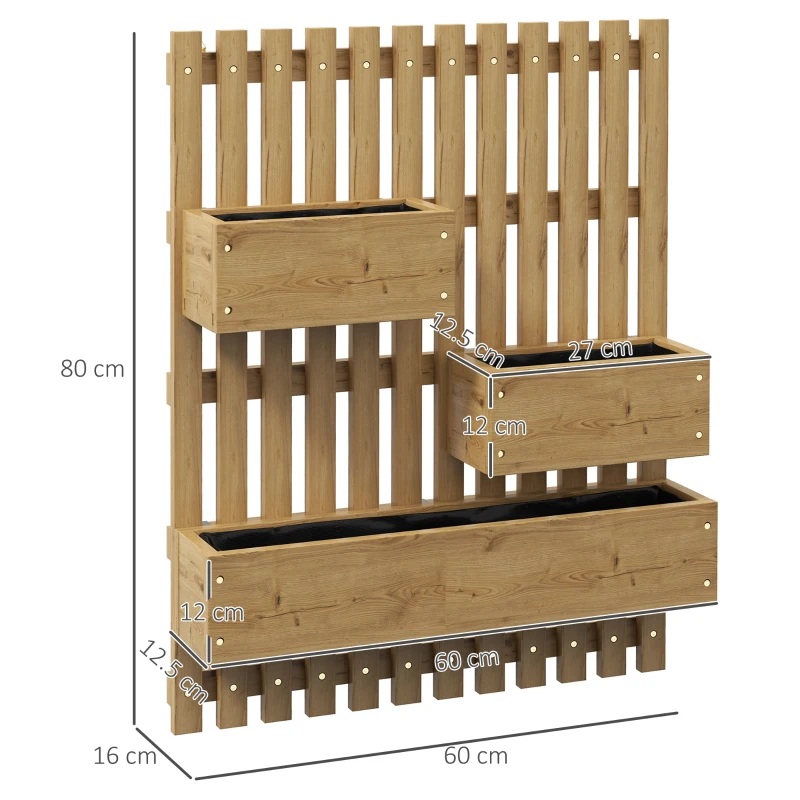 Best Set of 2 Wall-mounted Wooden Garden Planters with Trellis, Drainage Holes and Movable Planter Boxes, Wall Raised Garden Bed for Patio, Carbonised - Image 3