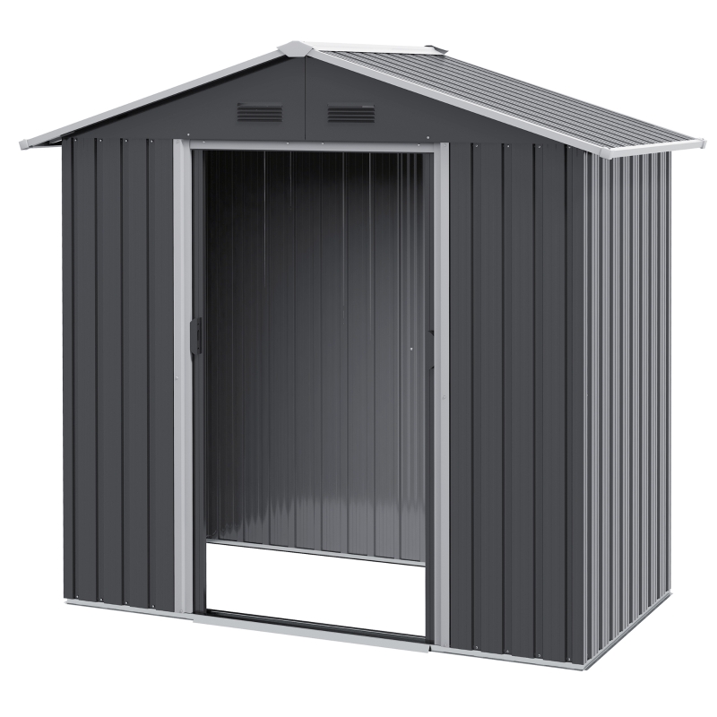 Best 6.5x3.5ft Metal Garden Storage Shed for Outdoor Tool Storage with Double Sliding Doors and 4 Vents, Dark Grey - Image 11