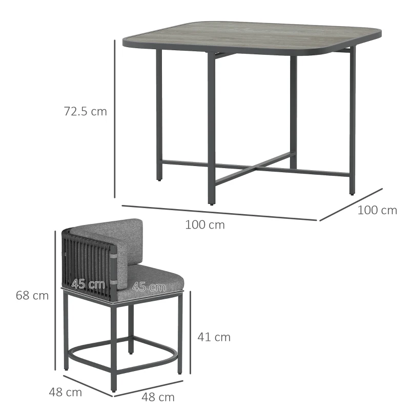 Best 4-Seater Rattan Cube Garden Furniture Set with Cushions - Charcoal Grey - Image 3