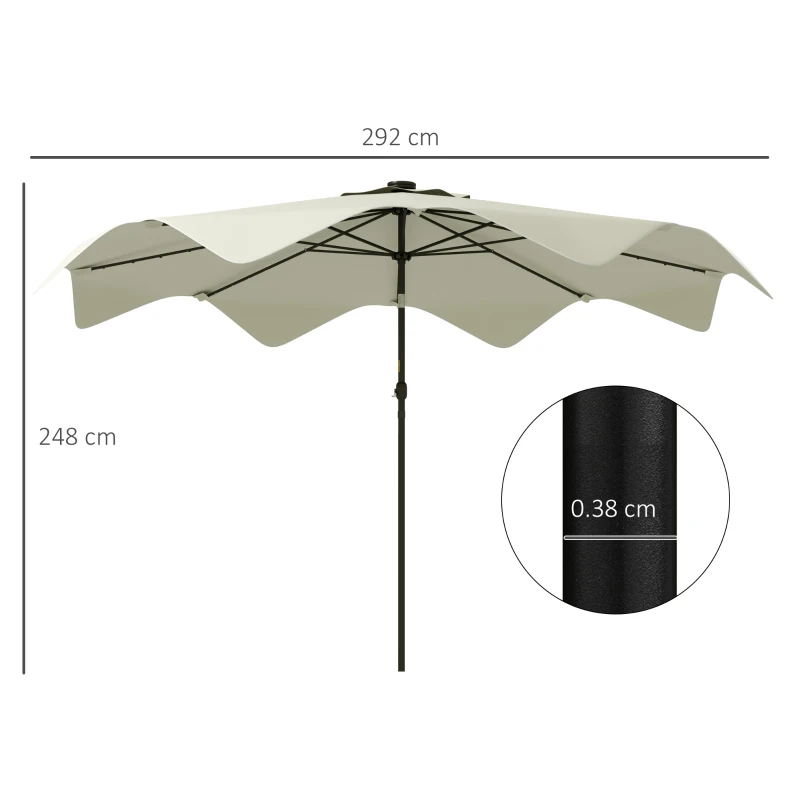 Best Solar Patio Umbrella with LED and Tilt, Outdoor Market Table Umbrella Parasol with Crank, 3 x 3 (m), Cream White - Image 3